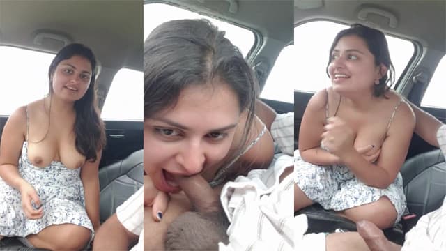 GF Flash Hot Boobs Sucking BF’s Dick In Car Porn